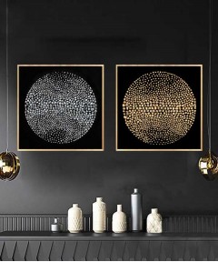 Gold Frame 60*60 Cm 3D Effect Crytsall Porsalein Painting Black